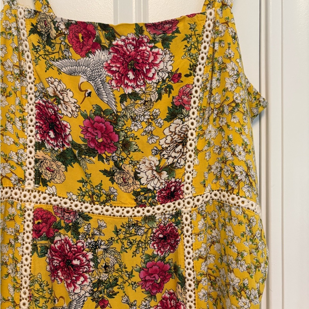 Anthropologie maxi dress Farm Rio size L yellow floral Cantonal maxi sold out - Picture 6 of 16